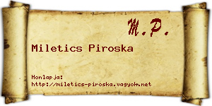 Miletics Piroska névjegykártya